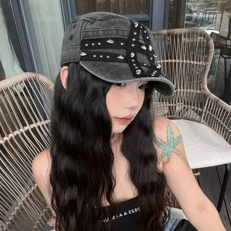 Punk Star Wash Denim Cap for Girls - Image 5