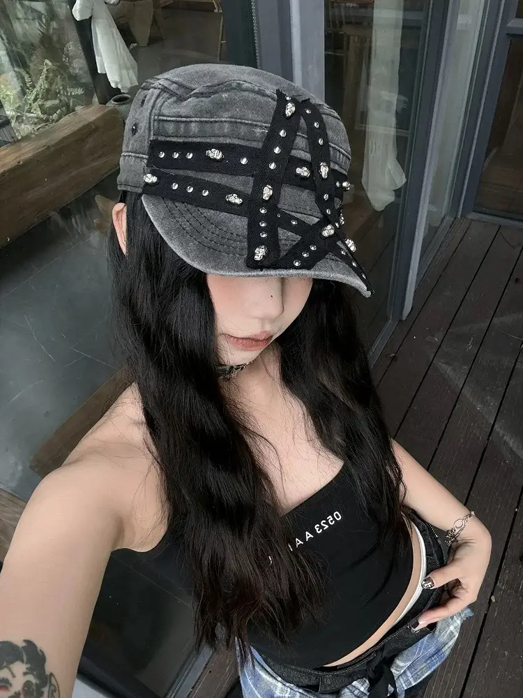 Punk Star Wash Denim Cap for Girls — feature 7