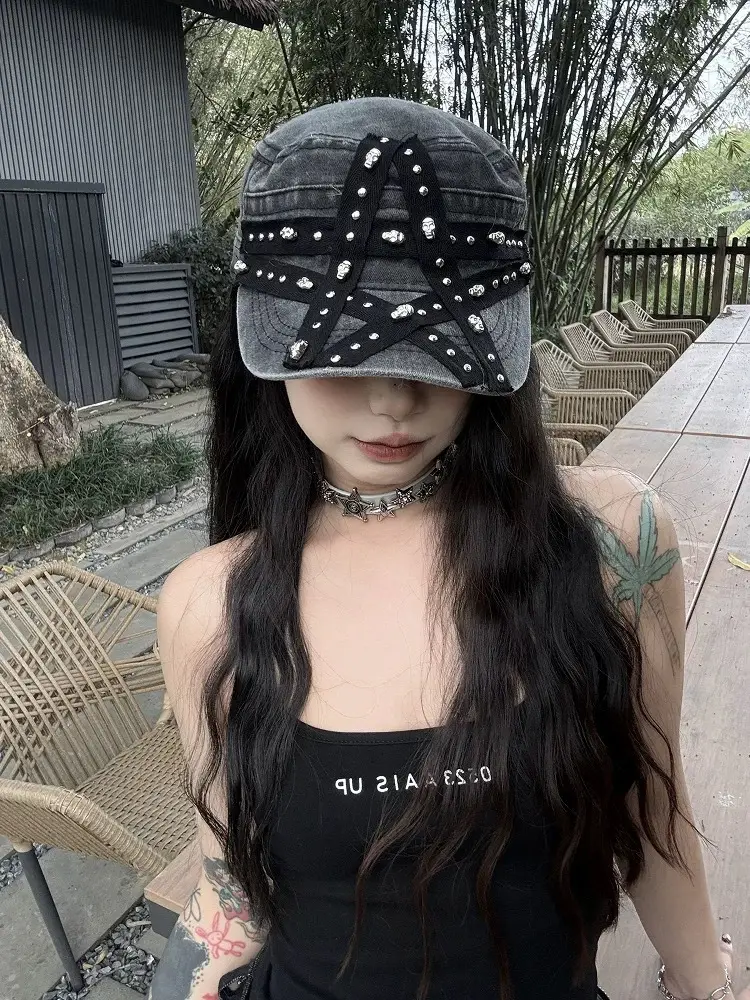 Punk Star Wash Denim Cap for Girls — feature 8