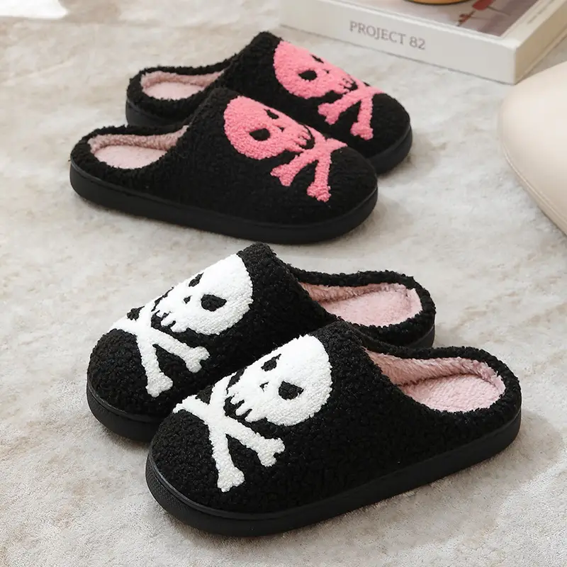 Cross-Border New Halloween Skull Cartoon Warm Winter Cotton Slippers for Men and Women Couples Home Indoor Cotton Slippers
