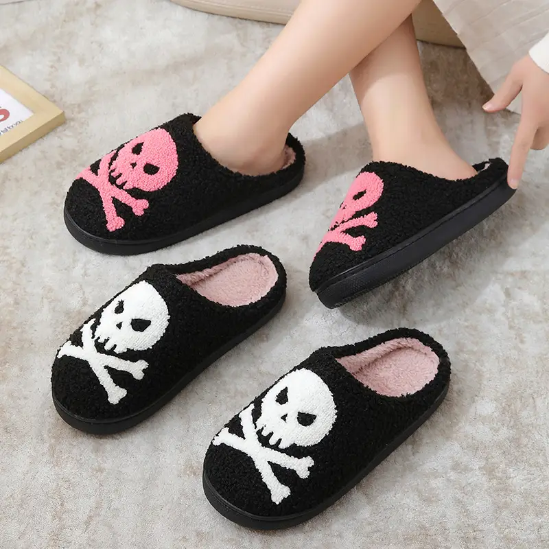 Cross-Border New Halloween Skull Cartoon Warm Winter Cotton Slippers for Men and Women Couples Home Indoor Cotton Slippers