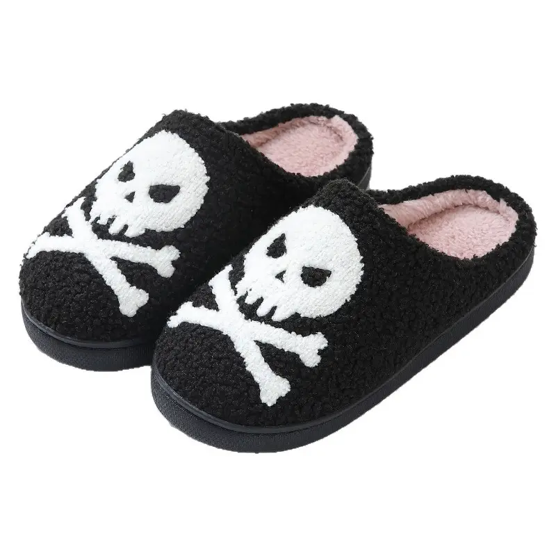 Cross-Border New Halloween Skull Cartoon Warm Winter Cotton Slippers for Men and Women Couples Home Indoor Cotton Slippers