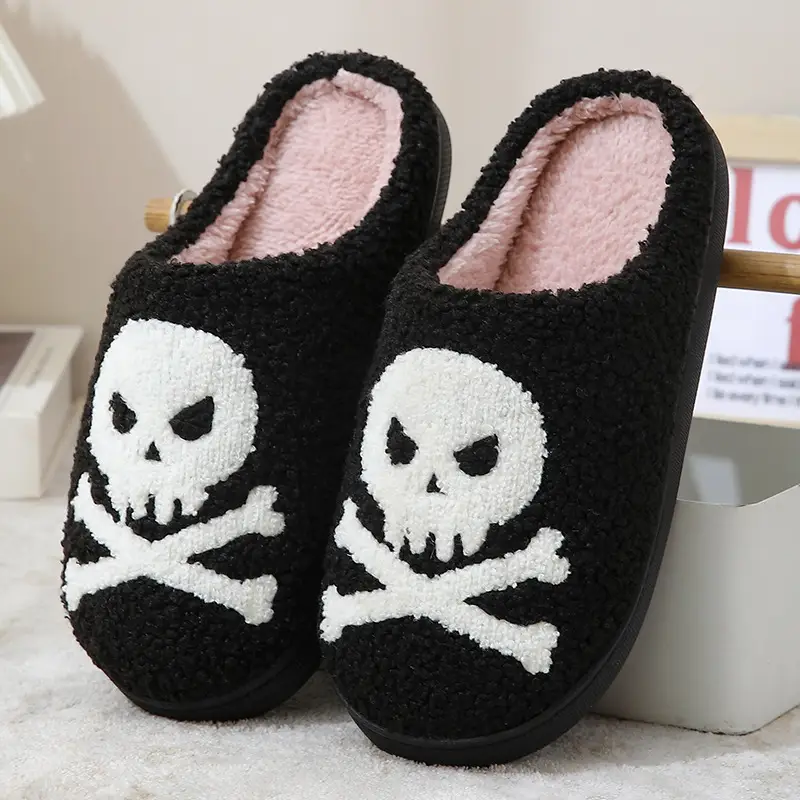 Cross-Border New Halloween Skull Cartoon Warm Winter Cotton Slippers for Men and Women Couples Home Indoor Cotton Slippers