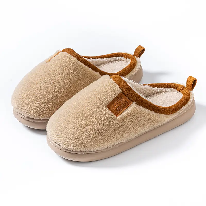 Winter Cashmere Cotton Slippers for Women Indoor Home Non-Slip Fleece-Lined Warm Couple Plush Simple Cotton Slippers for Men - Image 13