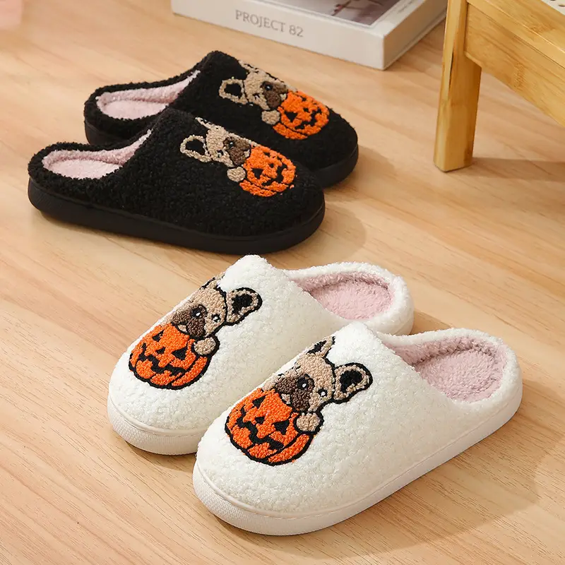 Cross-Border New Halloween Pumpkin Cartoon Warm Winter Cotton Slippers for Men and Women Couples Home Indoor Cotton Slippers