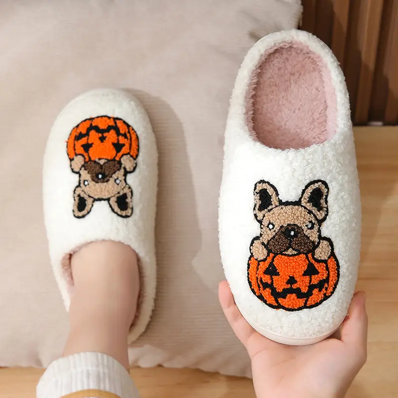 Cross-Border New Halloween Pumpkin Cartoon Warm Winter Cotton Slippers for Men and Women Couples Home Indoor Cotton Slippers