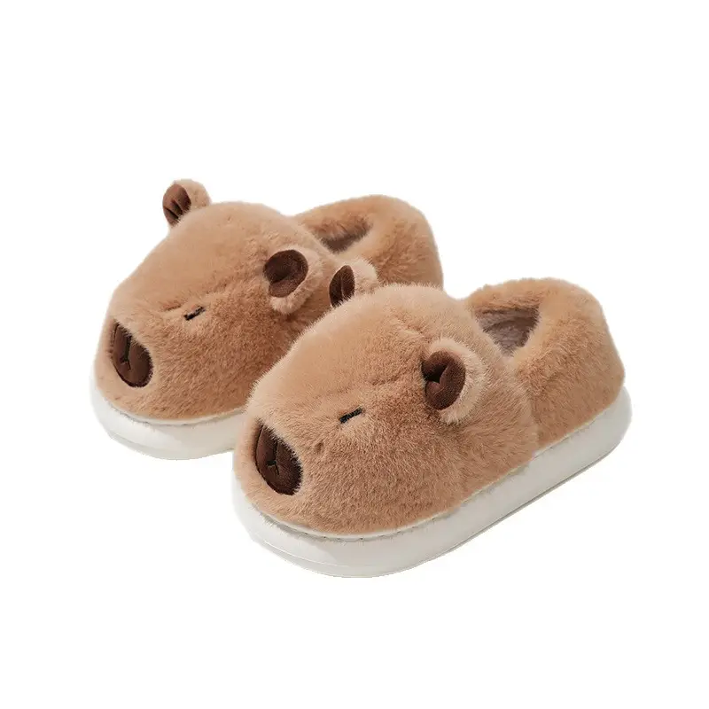 2025 New Kapibara Cotton Slippers Women's Autumn and Winter Cartoon Bag Heel Stuffed Couple Cute Cotton Slippers Men's Autumn and Winter - Image 5