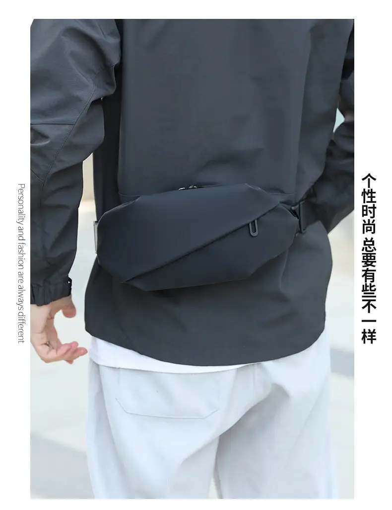 Men's Crossbody Leather Chest Bag Black Business Travel — feature 15