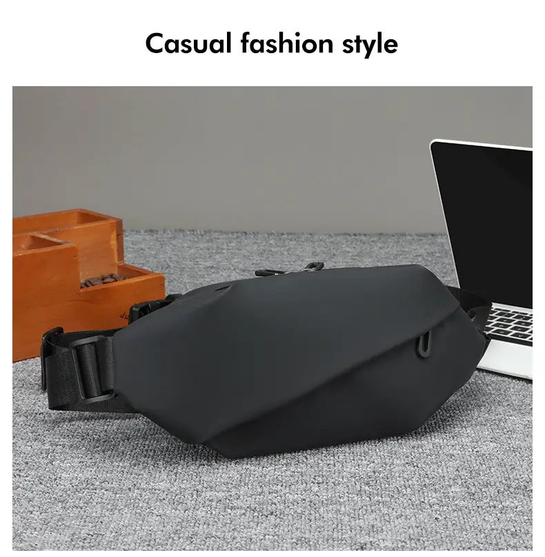 Men's Crossbody Leather Chest Bag Black Business Travel — feature 21