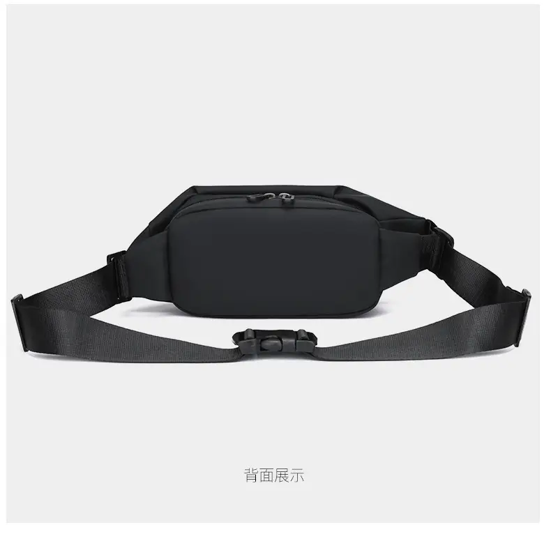 Men's Crossbody Leather Chest Bag Black Business Travel — feature 31