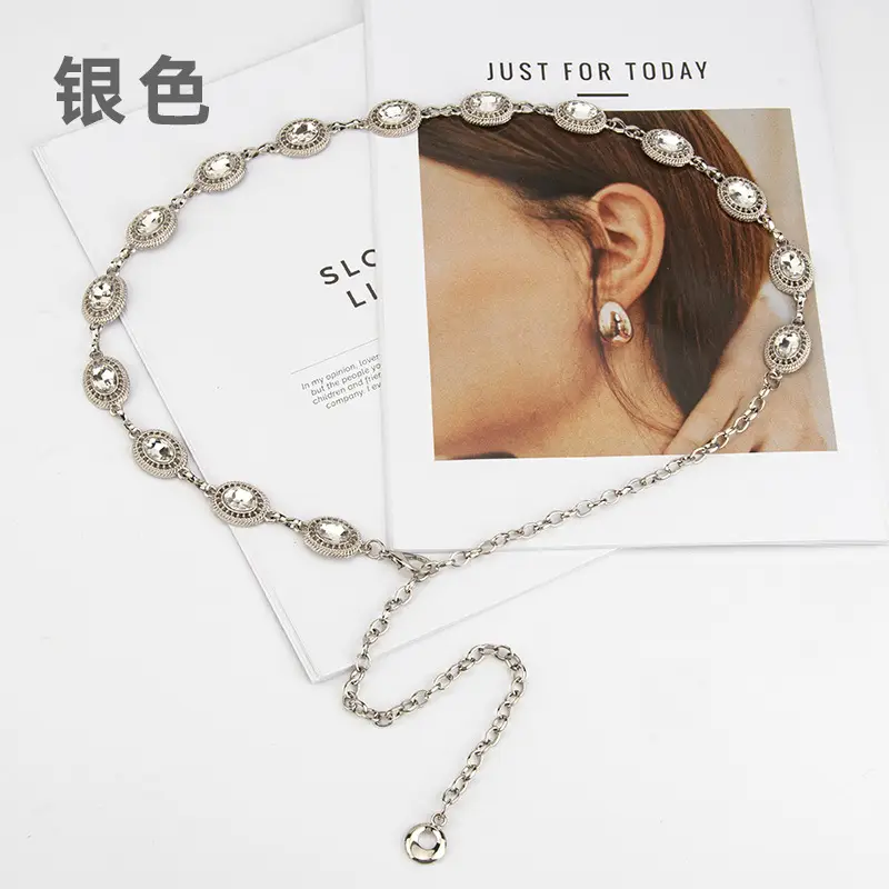 Silver Rhinestone Crossbody Chain for Women - Image 2