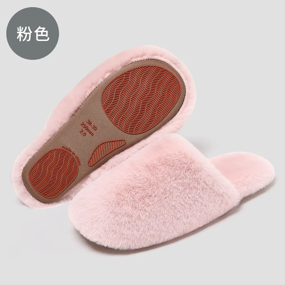 Home Cotton Slippers for Women Autumn and Winter Indoor Plush Warm Couple Home Soft Bottom Non-Slip Furry Slippers for Men Wholesale