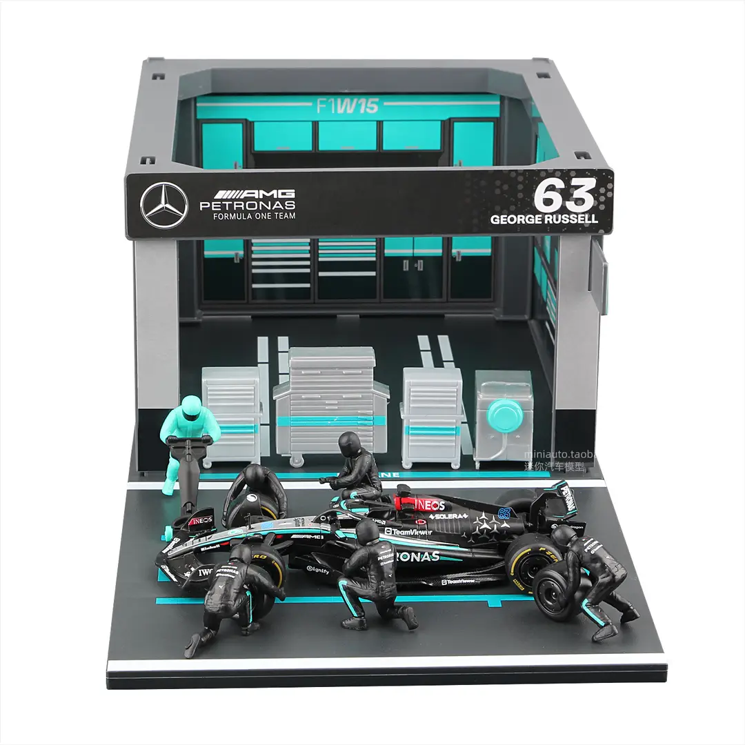 Bimeigao F1 Maintenance Station P Room Model 1:43 Racing Tire Changing Scene Red Bull Mercedes-Benz Mclaren Ferrari