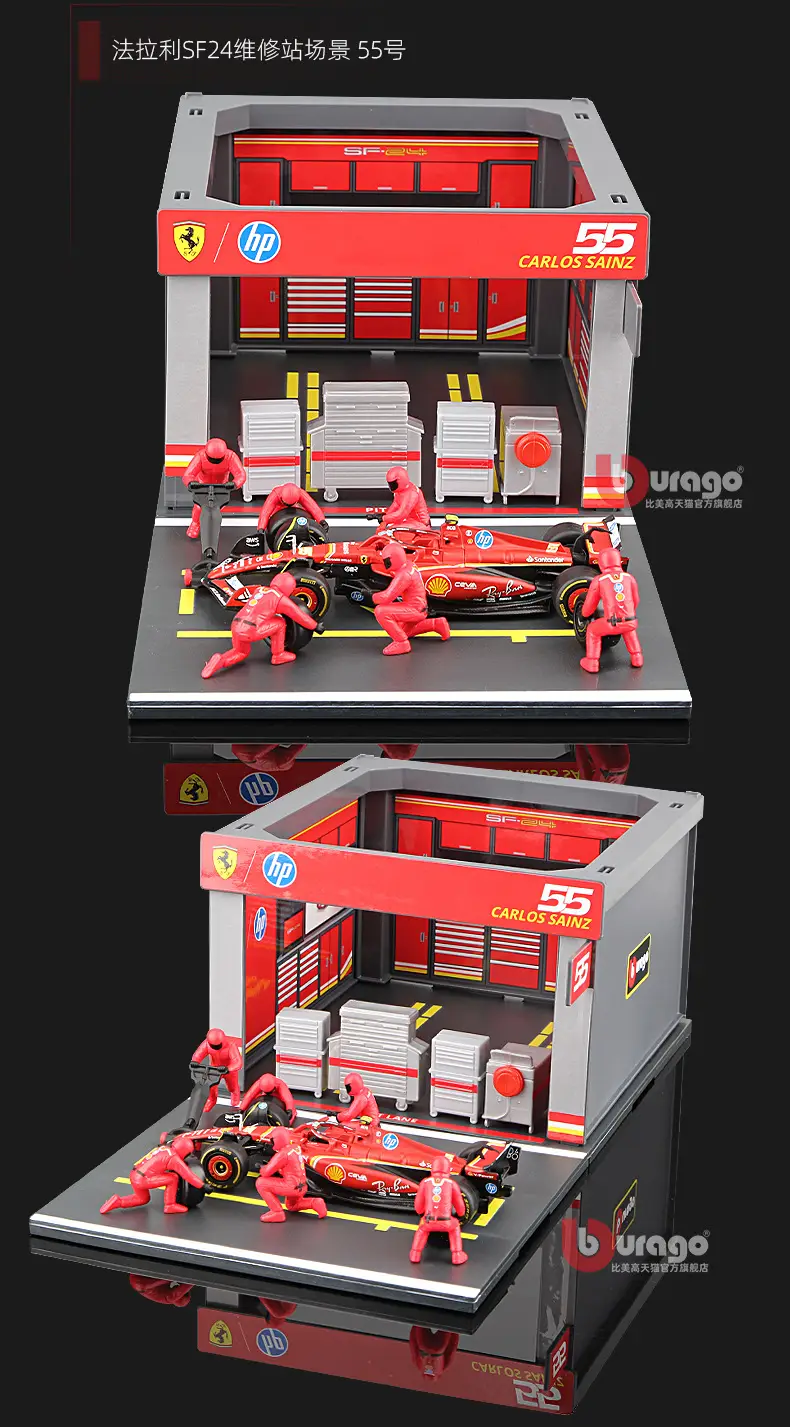 Bimeigao F1 Maintenance Station P Room Model 1:43 Racing Tire Changing Scene Red Bull Mercedes-Benz Mclaren Ferrari — feature 11