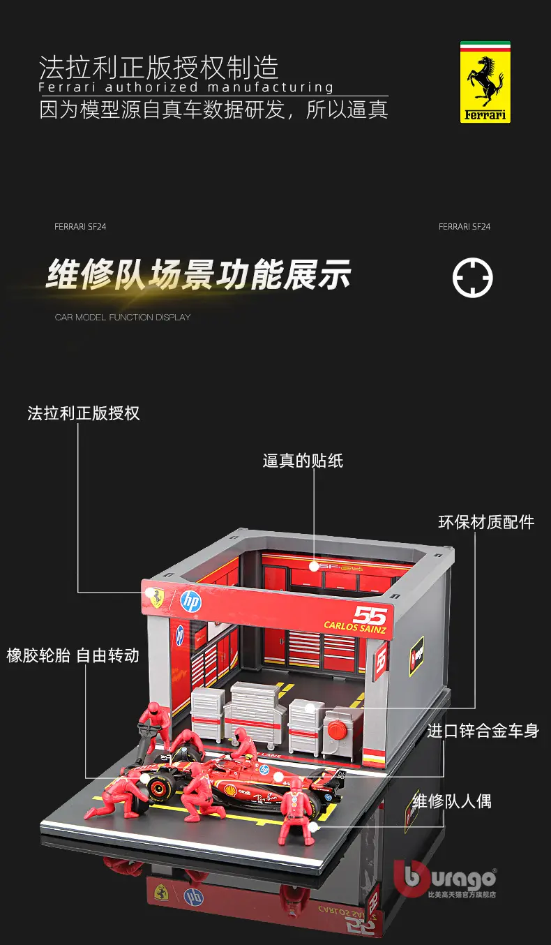 Bimeigao F1 Maintenance Station P Room Model 1:43 Racing Tire Changing Scene Red Bull Mercedes-Benz Mclaren Ferrari — feature 4