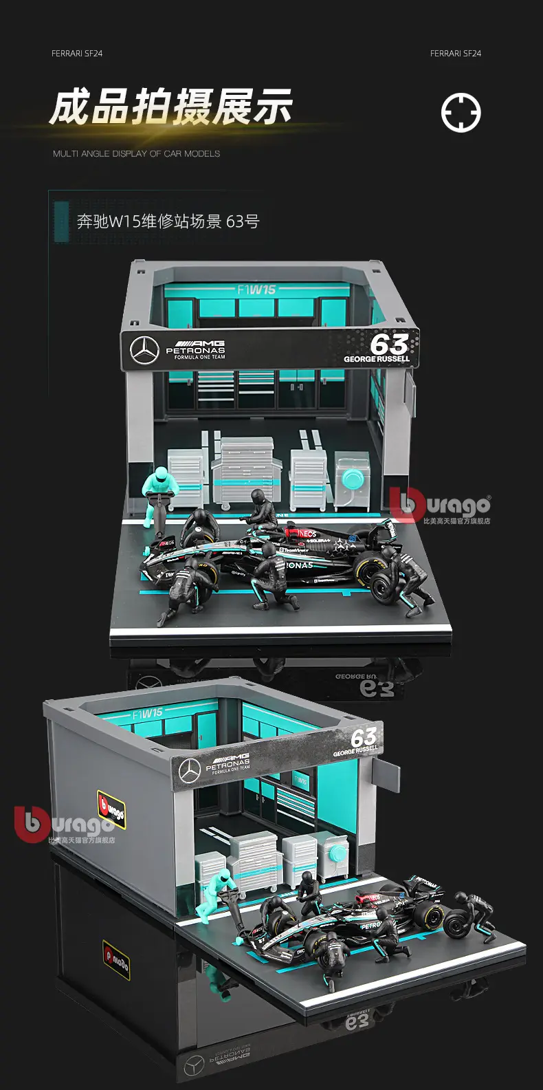 Bimeigao F1 Maintenance Station P Room Model 1:43 Racing Tire Changing Scene Red Bull Mercedes-Benz Mclaren Ferrari — feature 8