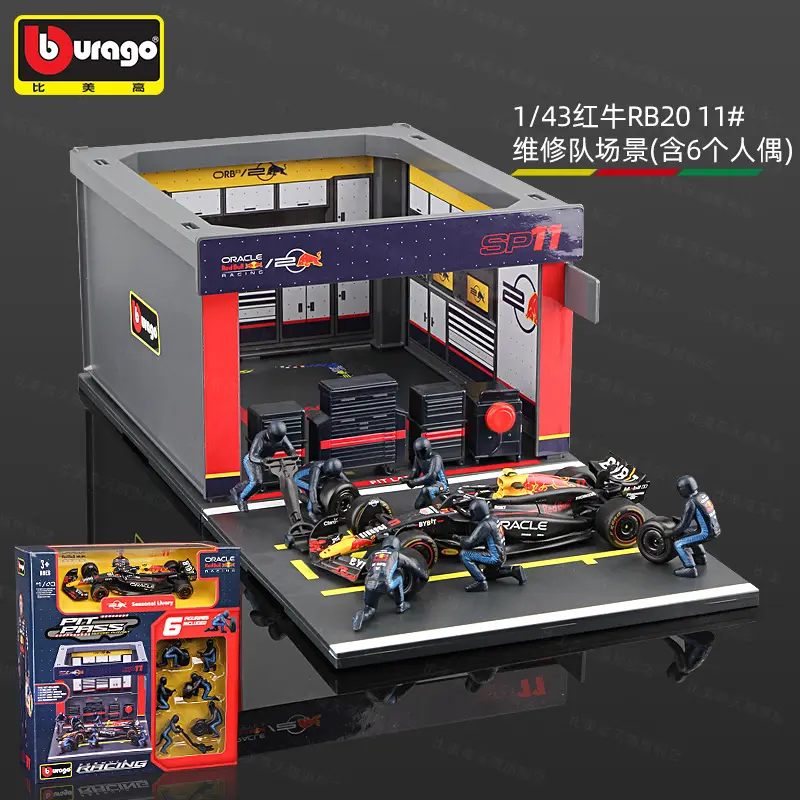 Bimeigao F1 Maintenance Station P Room Model 1:43 Racing Tire Changing Scene Red Bull Mercedes-Benz Mclaren Ferrari