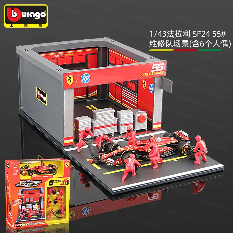 Bimeigao F1 Maintenance Station P Room Model 1:43 Racing Tire Changing Scene Red Bull Mercedes-Benz Mclaren Ferrari