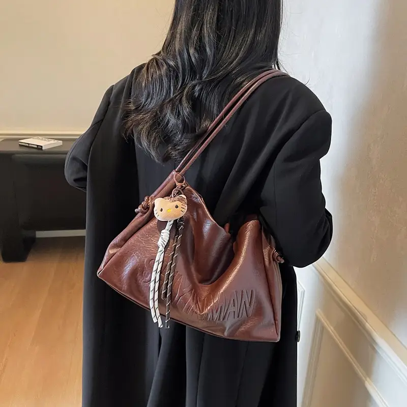 Korean Retro Orange Shoulder Bag for Women 2025