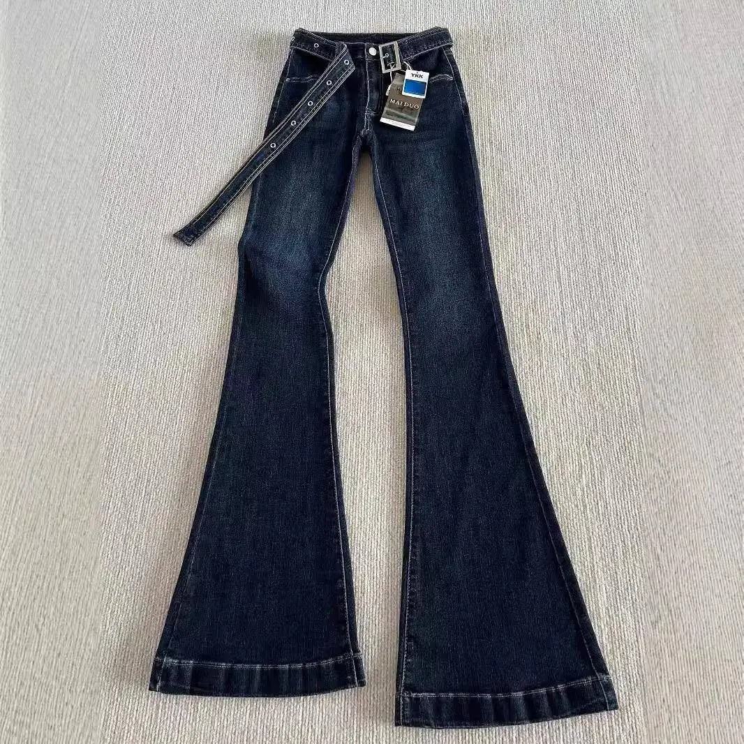 Dark Blue Flared Jeans for Women Summer Slimming — feature 2