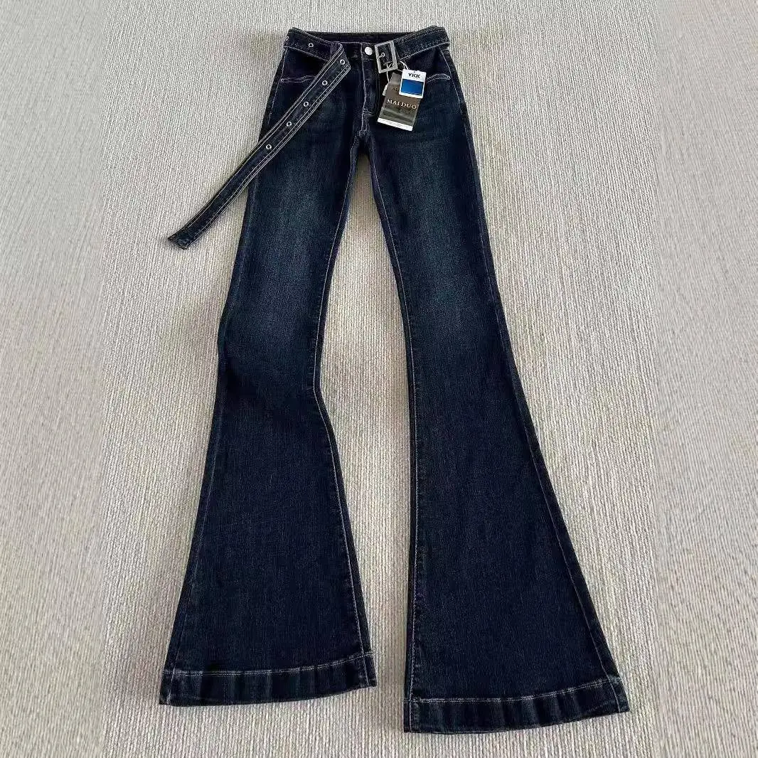 Dark Blue Flared Jeans for Women Summer Slimming — feature 5