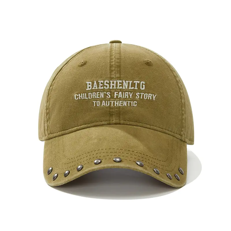 Black Rivet Cap for Women with Wide Brim and Letter Embroidery - Image 2
