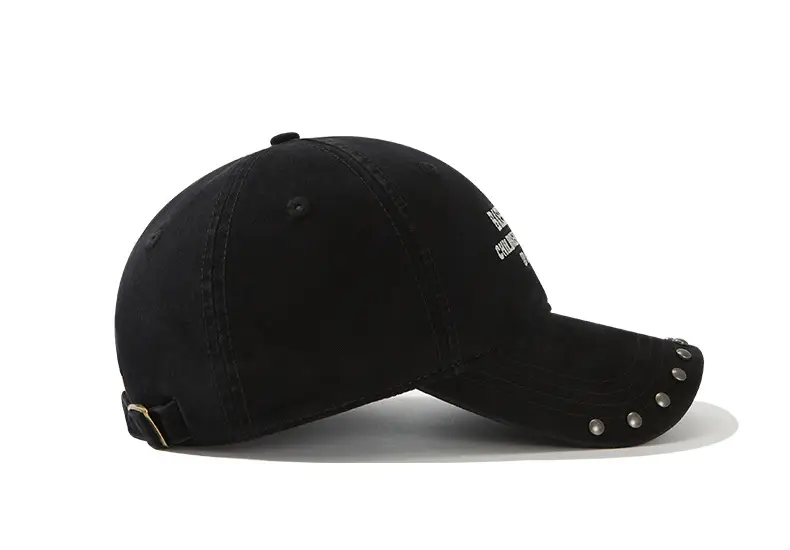 Black Rivet Cap for Women with Wide Brim and Letter Embroidery — feature 14