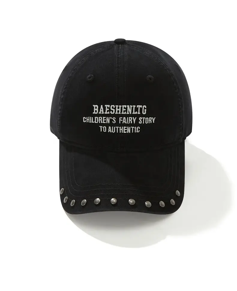 Black Rivet Cap for Women with Wide Brim and Letter Embroidery — feature 17