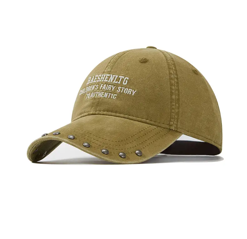 Black Rivet Cap for Women with Wide Brim and Letter Embroidery — feature 19