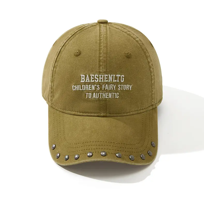 Black Rivet Cap for Women with Wide Brim and Letter Embroidery — feature 20