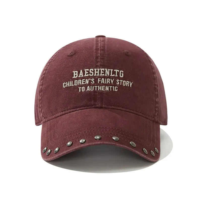 Black Rivet Cap for Women with Wide Brim and Letter Embroidery — feature 21