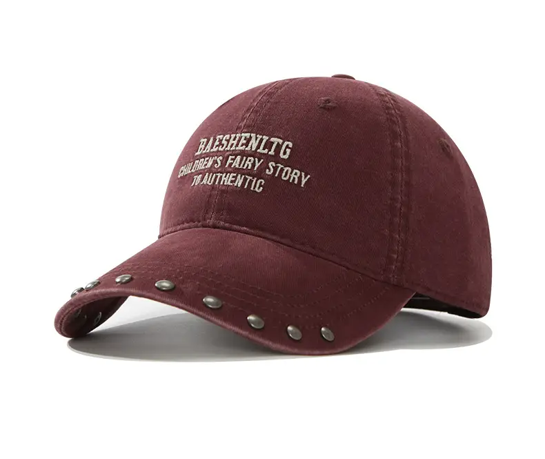 Black Rivet Cap for Women with Wide Brim and Letter Embroidery — feature 22