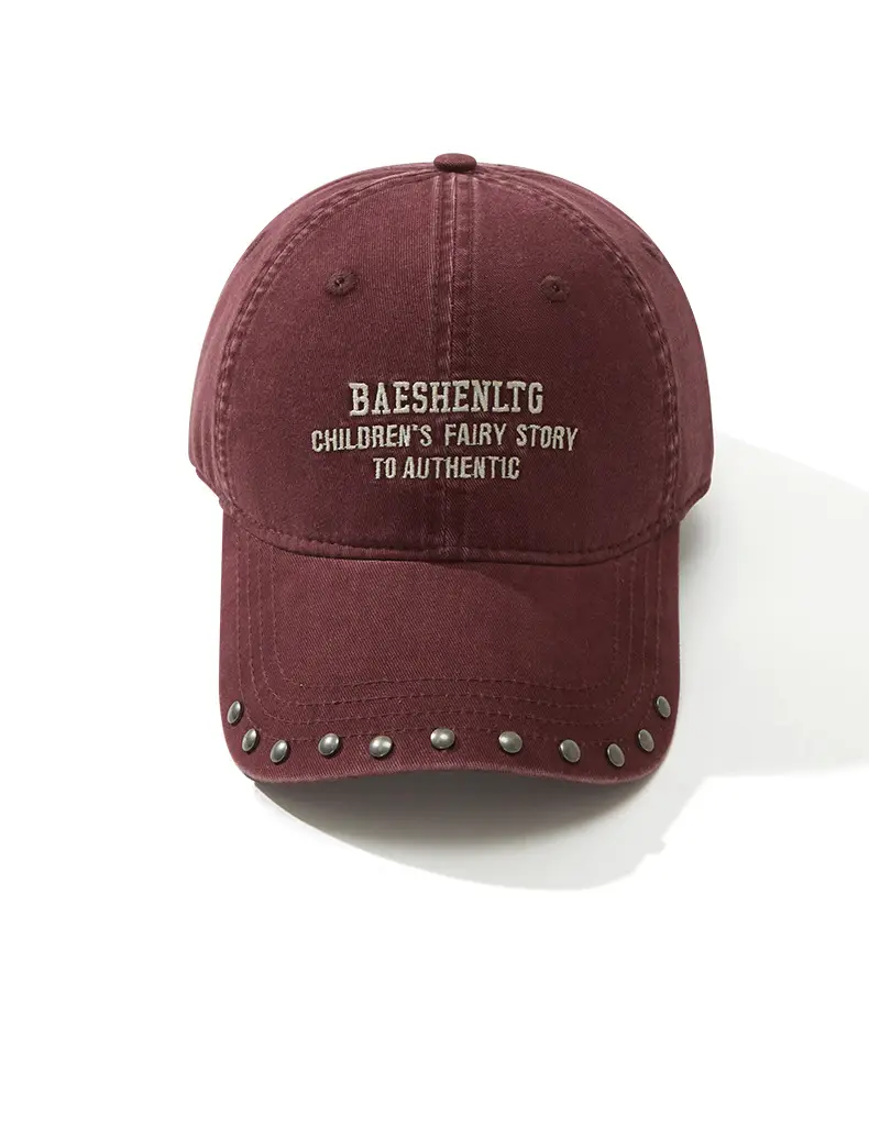 Black Rivet Cap for Women with Wide Brim and Letter Embroidery — feature 23