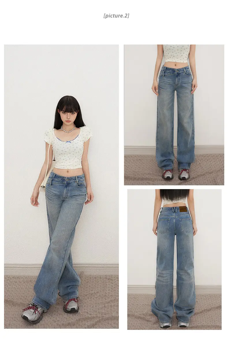 Low Waist Jeans Women 2025 New Loose Wide Leg Dark Blue Pants — feature 11