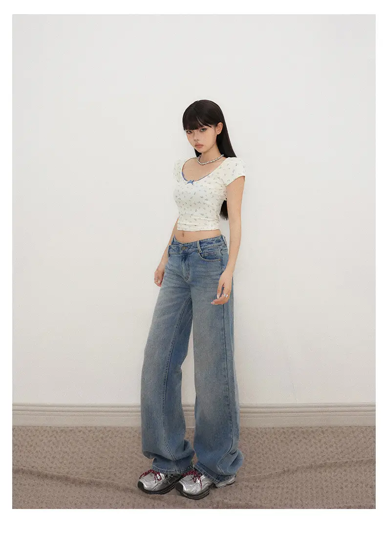 Low Waist Jeans Women 2025 New Loose Wide Leg Dark Blue Pants — feature 12