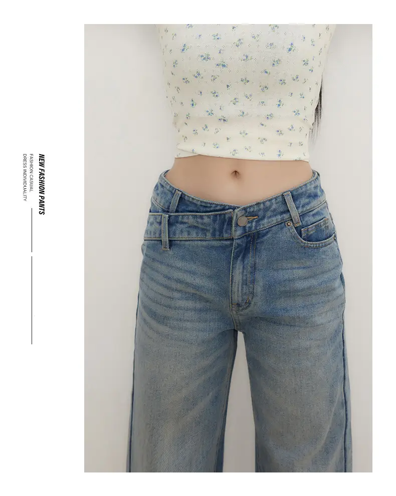 Low Waist Jeans Women 2025 New Loose Wide Leg Dark Blue Pants — feature 13
