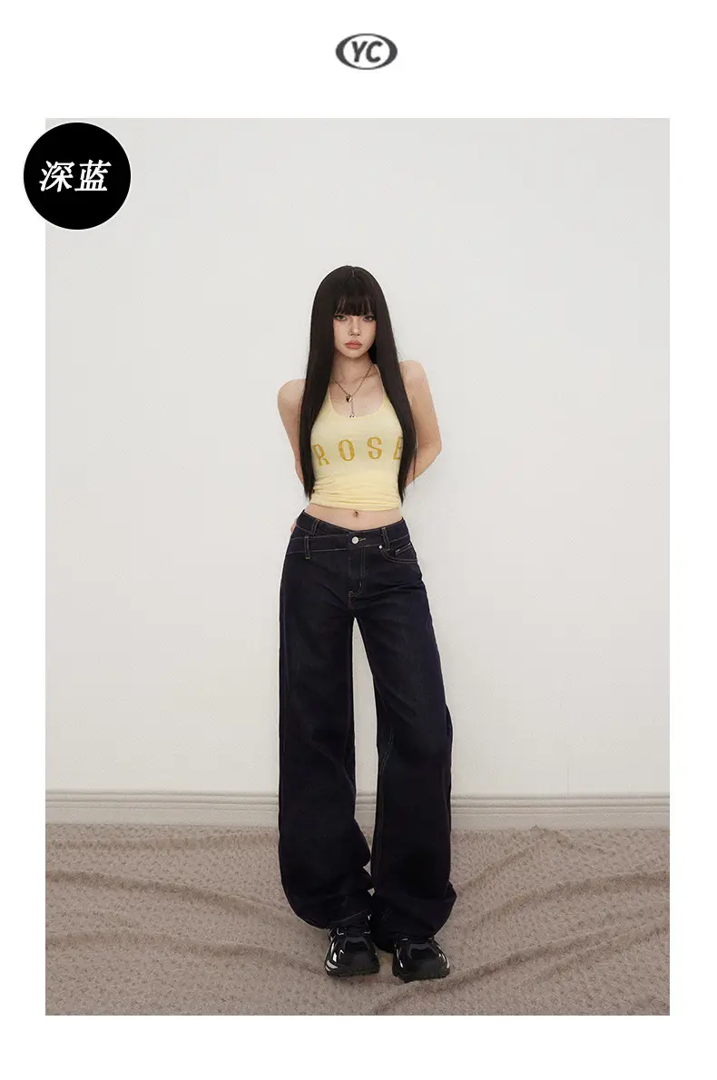 Low Waist Jeans Women 2025 New Loose Wide Leg Dark Blue Pants — feature 16