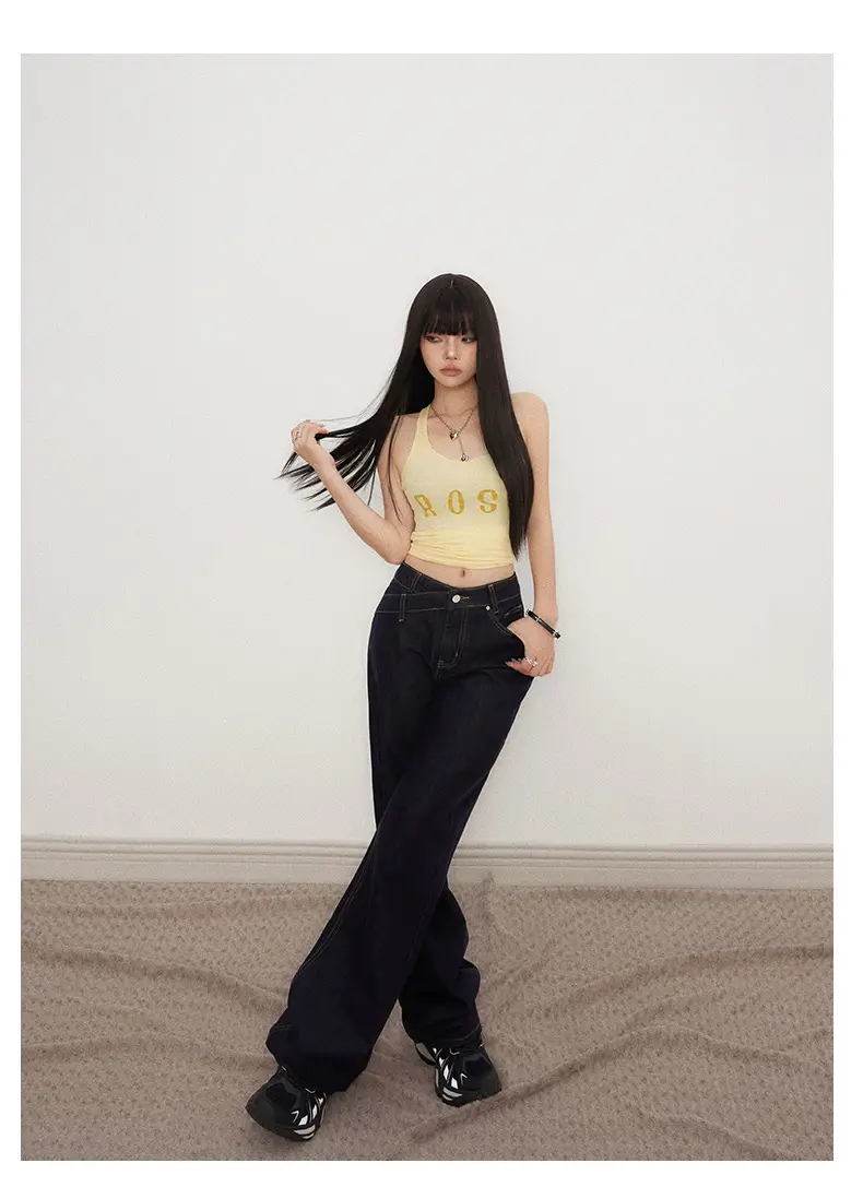 Low Waist Jeans Women 2025 New Loose Wide Leg Dark Blue Pants — feature 19