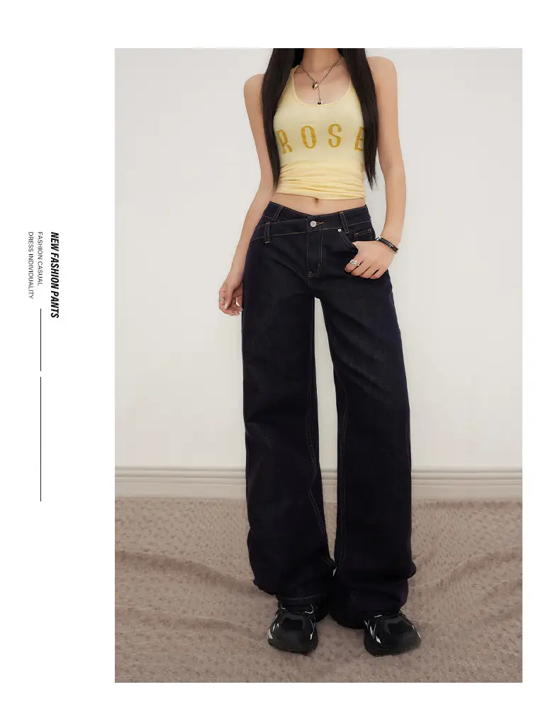 Low Waist Jeans Women 2025 New Loose Wide Leg Dark Blue Pants — feature 20