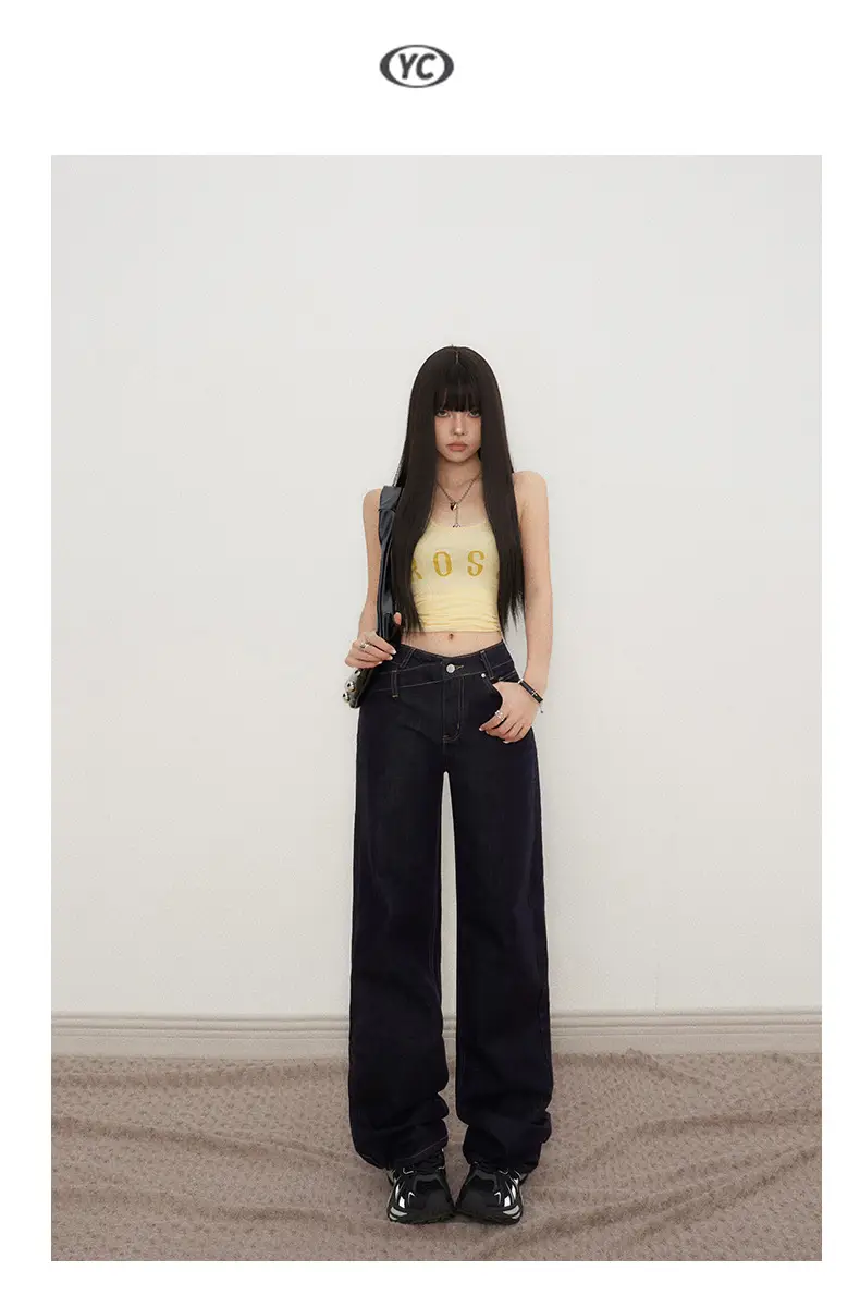 Low Waist Jeans Women 2025 New Loose Wide Leg Dark Blue Pants — feature 21