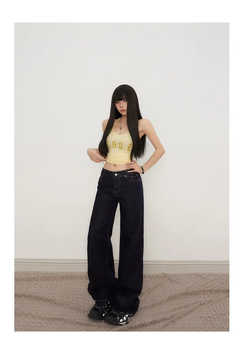 Low Waist Jeans Women 2025 New Loose Wide Leg Dark Blue Pants — feature 22