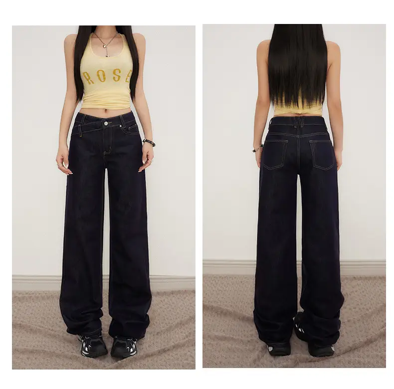 Low Waist Jeans Women 2025 New Loose Wide Leg Dark Blue Pants — feature 23