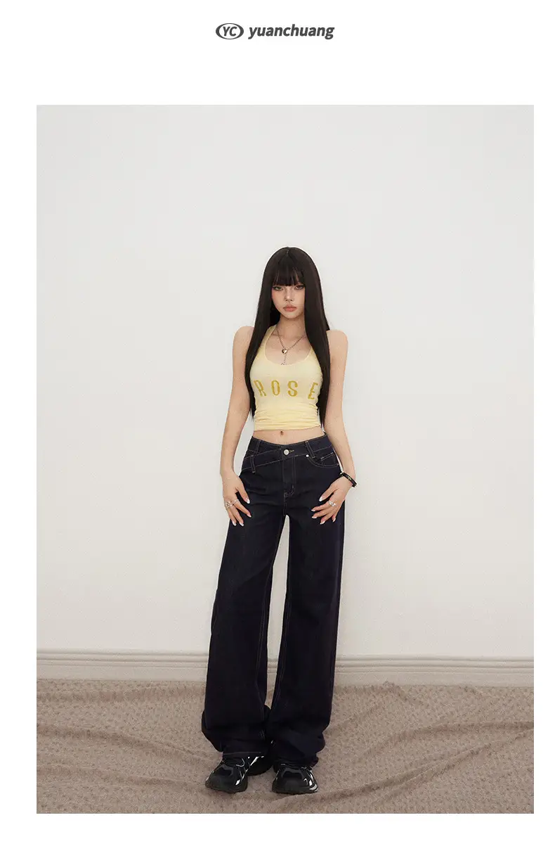 Low Waist Jeans Women 2025 New Loose Wide Leg Dark Blue Pants — feature 24