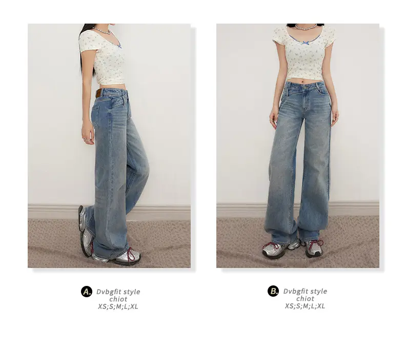 Low Waist Jeans Women 2025 New Loose Wide Leg Dark Blue Pants — feature 4