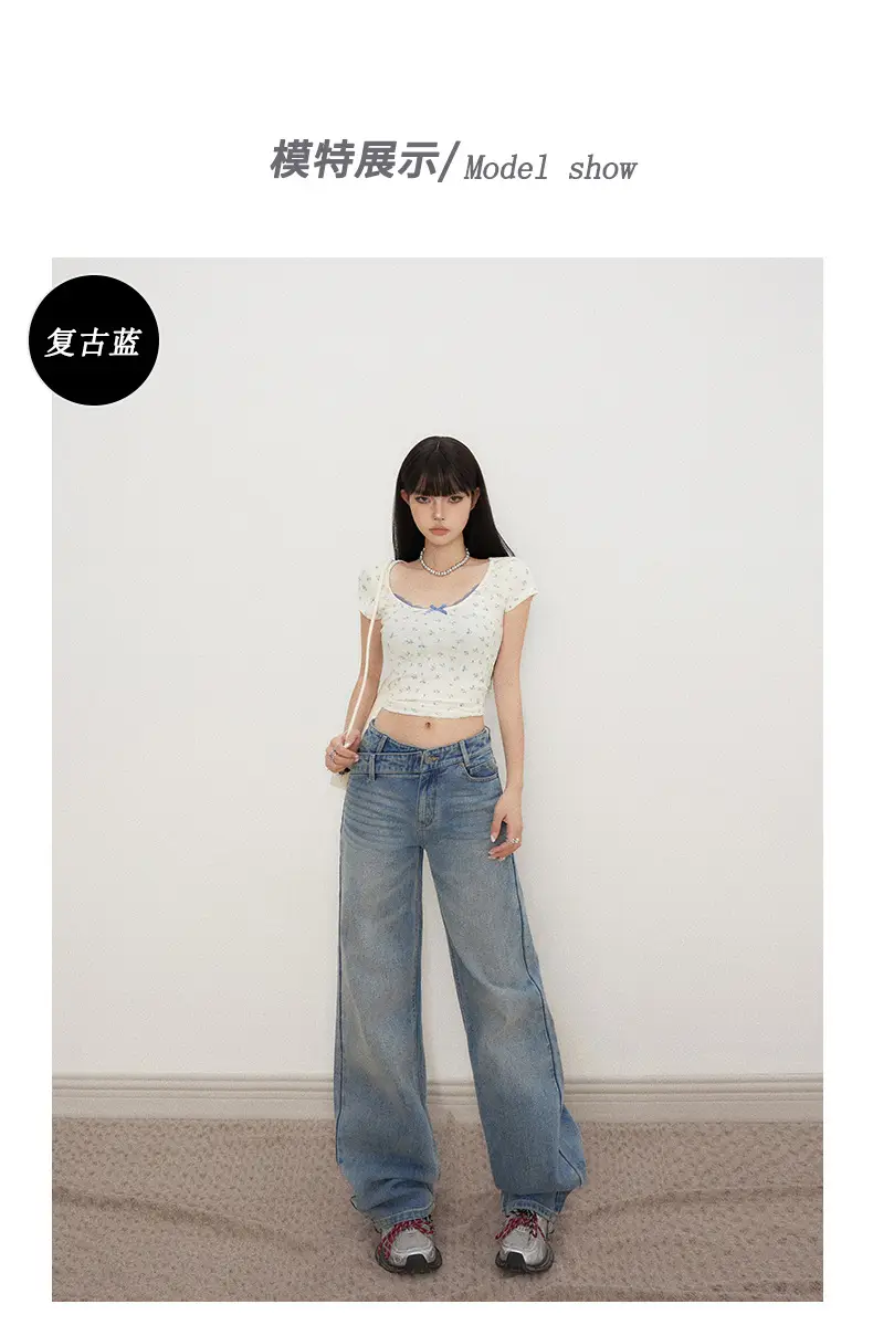 Low Waist Jeans Women 2025 New Loose Wide Leg Dark Blue Pants — feature 9