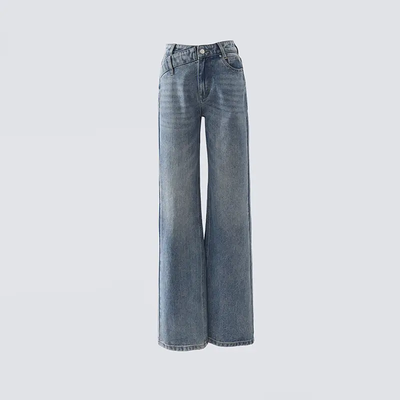 Low Waist Jeans Women 2025 New Loose Wide Leg Dark Blue Pants