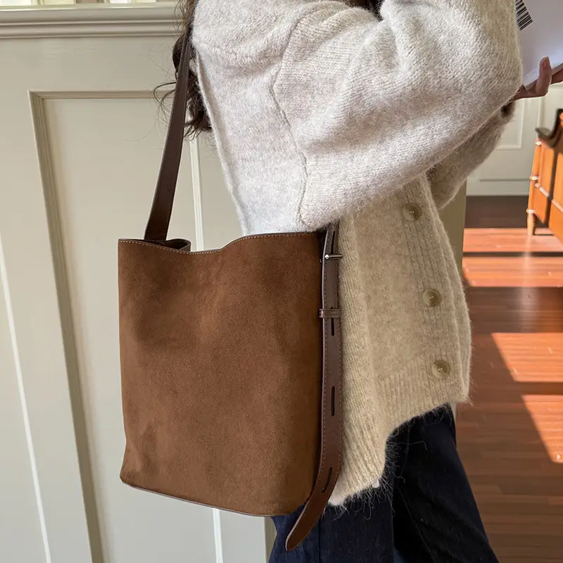 Leopard Print Bucket Bags for Women Brown Black
