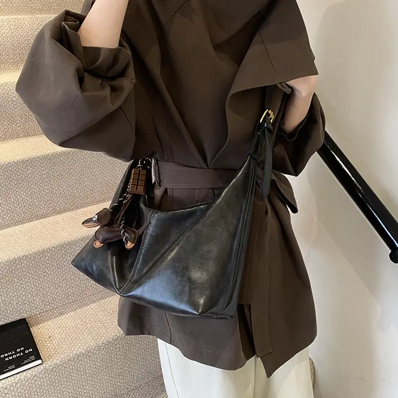 Brown Leather Crossbody Bag for Women Large Capacity