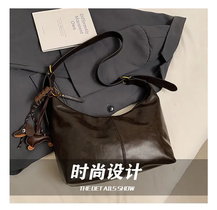 Brown Leather Crossbody Bag for Women Large Capacity — feature 7