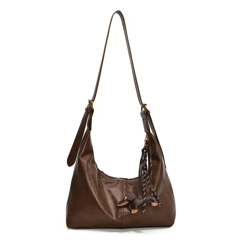Brown Leather Crossbody Bag for Women Large Capacity
